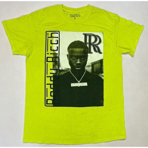 Roddy Ricch Graphic T-shirt Men Medium Neon Yellow Short Sleeve Music Rap - Picture 1 of 5